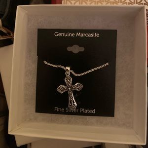 Genuine Marcasite Cross Necklace